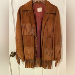 SUEDE COAT BROWN w/ TASSELS. Custom made for medium woman or small man.